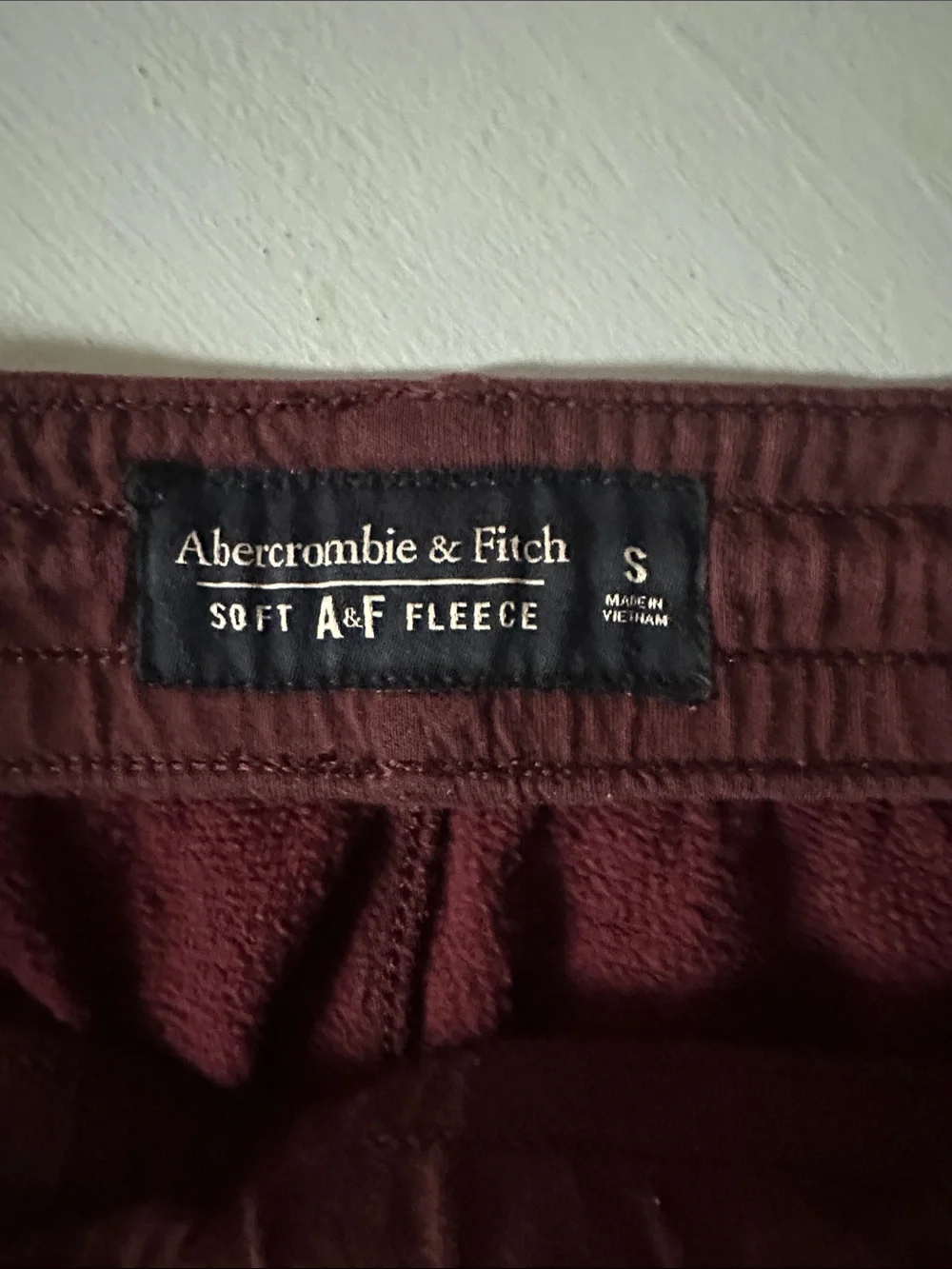 Abercrombie & Fitch Burgundy Soft AF Fleece Jogger Men’s S Moose Logo Comfy